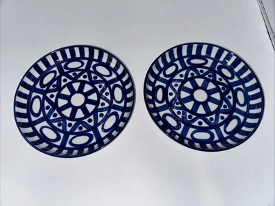 Dansk Arabesque Cobalt Blue and White Salad Plates Bowls Lifted Sides 2 NWT 8" - Image 1 of 4