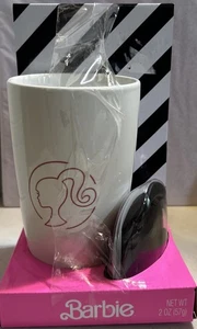 Barbie weiß Keramik 12 Unzen Reisebecher mit schwarzem Deckel - Bild 1 von 3