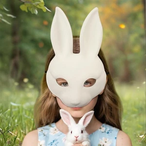 Halloween Rabbit Mask Masquerade Mask Comfortable Fit Gifts Cosplay Apparel - Picture 1 of 7
