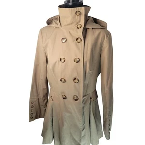 Calvin Klein Classic Tan Double-Breasted Trench Coat with Removable Hood - Picture 1 of 2