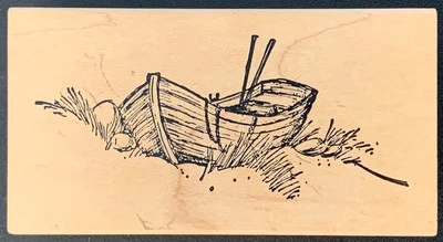 Art Impressions J-1495老式木船独木舟橡皮图章 — 第 1/3 张图片