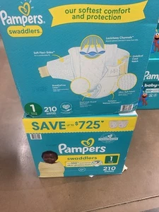 ๐ฅ  =210Pampers Swaddlers Diapers โ soft , Size 1, 210 ct., 8-14 lbs. - Picture 1 of 1
