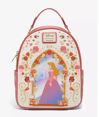 Mini Mochila Loungefly Disney Bella Durmiente Aurora Bisagra Retrato Floral -NUEVA Foto 1 de 4