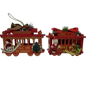 Vintage Powell & Hyde Set San Francisco Cable Car Ornamente Holz Weihnachten - Bild 1 von 20