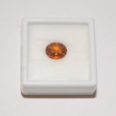 12 mm ROUND FACETED GOLDEN YELLOW GENUINE CITRINE GEMSTONE IN CASE - Image 1 of 4