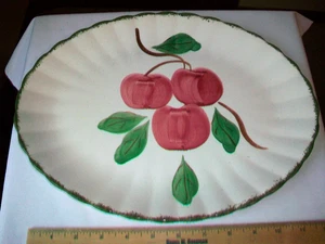 SOUTHERN POTTERIES BLUE RIDGE APPLE TRIO OVAL PLATTER 13" HAND PAINTED - Picture 1 of 6