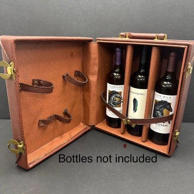 Estuche de cuero portátil vintage para licores de vino años 70 solo estuche para botellas múltiples Foto 1 de 4