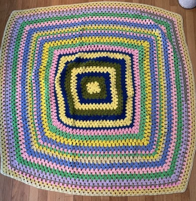 Manta vintage tejida a mano 56x56 Foto 1 de 4