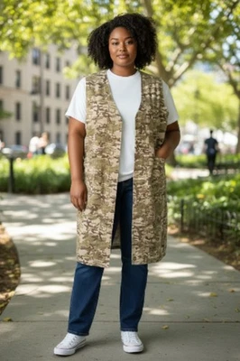 NUEVO CON ETIQUETAS TALLA GRANDE Ashley Stewart Camuflaje Cubierta Talla 30/32 ¡ESPALDA ABIERTA ÚNICA EN SU CLASE! Foto 1 de 4