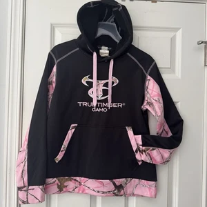 TrueTimber - Sudadera con capucha negra rosa camuflada para mujer talla mediana caza al aire libre - Imagen 1 de 5