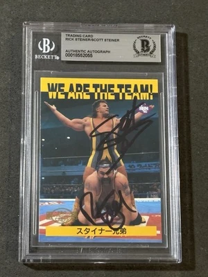 THE STEINER BROTHERS 1995 BBM PRO WRESTLING SIGNED AUTOGRAPHED CARD BECKETT BAS - Image 1 of 2