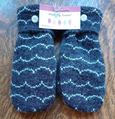 Sweater Mittens Handmade Wool Blend, Lined With New Fleece. Ladies M Warm!  - Image 1 of 4
