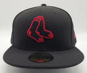 Boston Red Sox Black New Era 59Fifty Fitted Size 7 3/4 Hat Two Sox Logo - Picture 1 of 9