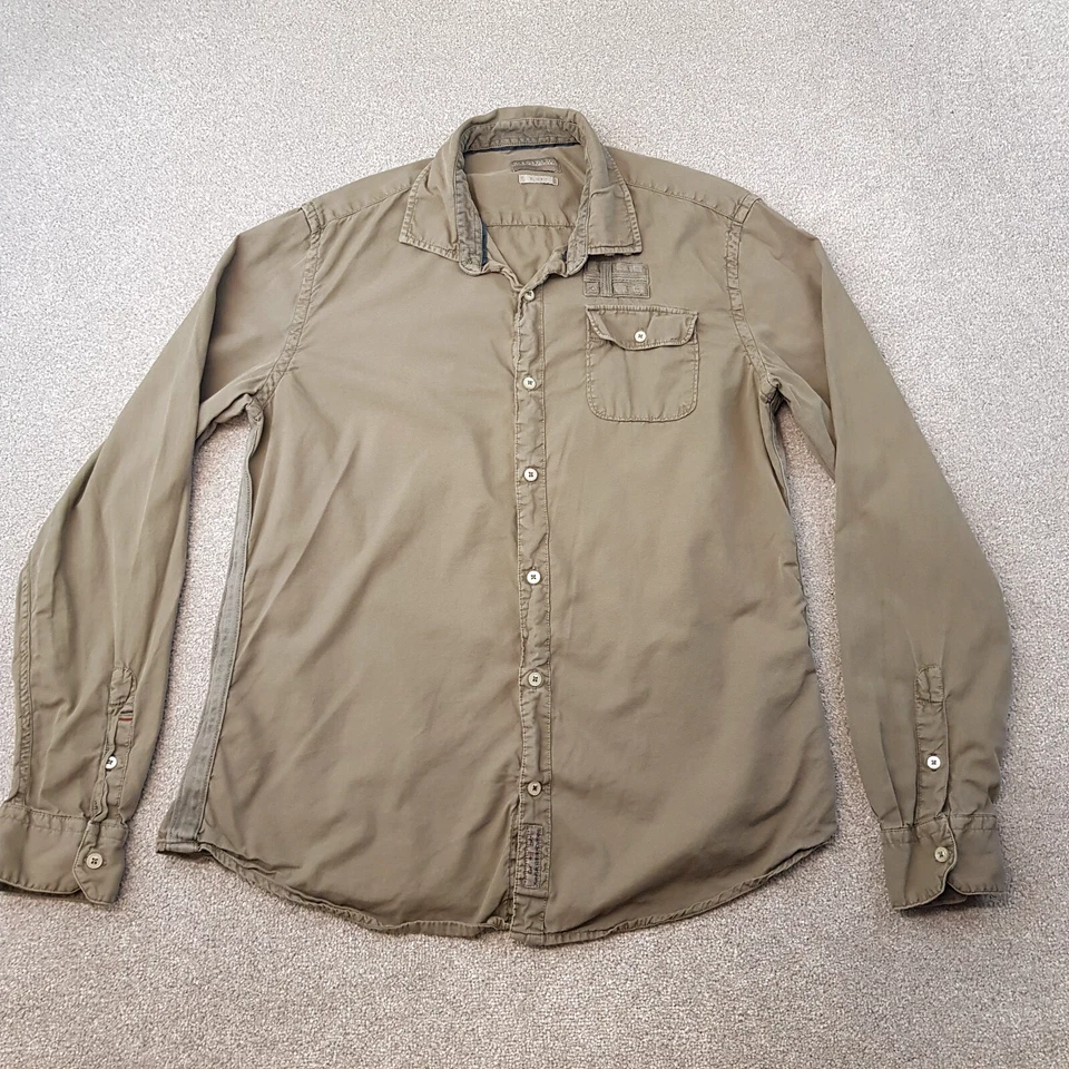 Camisa Napapijri Para Hombres XL Verde Calce Ajustado Utilidad Bolsillo Exterior Técnico Táctico Foto 1 de 4