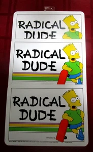 (3) 1990 The Simpsons Bart Radical Dude Room Signs - Picture 1 of 3