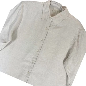 L.L.Bean Women's Washable Linen Button Down Shirt Large Long Sleeve Collared Top - Picture 1 of 11