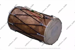 Bhangra Mango Wood Punjabi Dhol Black Surface Free Padded with Bag - Picture 1 of 5