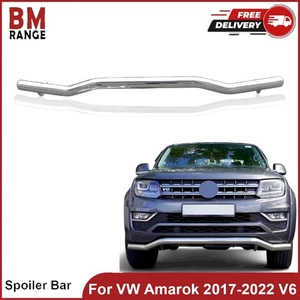 FOR VW AMAROK V6 2017-22 STAINLESS STEEL 70MM FRONT TWISTED SPOILER CITY BAR - Picture 1 of 8