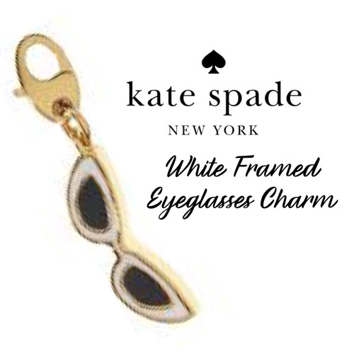 Occhiali da sole KATE SPADE bianchi placcati oro 12 KT ciondolo vintage (senza bracciale)