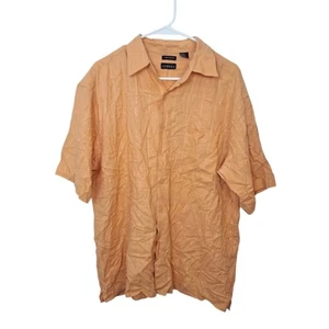 Vintage George Orange Linen Blend Casual Beachy Button Down Shirt Size Large - Picture 1 of 5