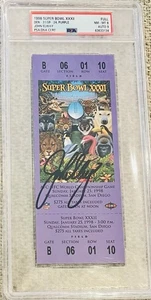 John Elway Broncos MVP Super Bowl XXXII Signed Ticket PSA/DNA Mint 9 Autograph - Picture 1 of 3