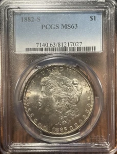 1882-S Morgan Silver Dollar PCGS MS63- Beautifully Toned. (lot 92) - Picture 1 of 7