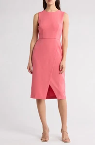 Maggy London Sleeveless Wrap Knee Length Dress 8, DESERT ROSE - Picture 1 of 3