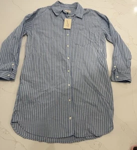 Women's Long Sleeve Mini Shirtdress - Universal Thread Blue Striped S - Picture 1 of 10