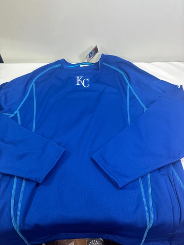 Majestic Kansas City Royals Pullover Jacket Blue Size Large Authentic Collection Cover