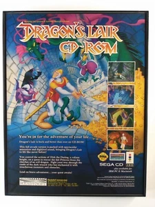 Gerahmte Dragon's Lair CD-ROM Sega CD 3DO 1994 Retro Videospiel Wandbild - Bild 1 von 4