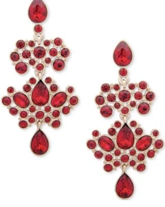 $88 Givenchy Red Multi Crystal Chandelier Earrings Item 3 GE - Picture 1 of 8