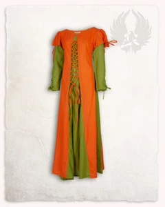 Vestido Rebecka naranja/verde musgo - Imagen 1 de 2