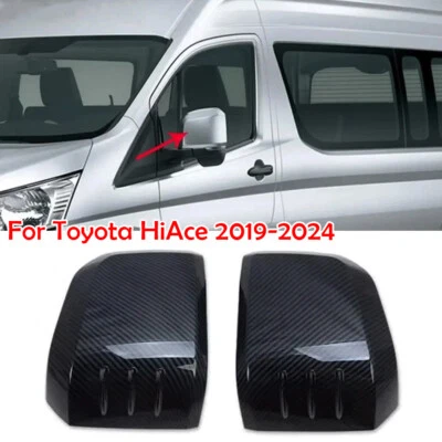 Cubierta de espejo retrovisor lateral con aspecto de fibra de carbono para Toyota HiAce 2019-2024 Foto 1 de 4