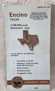 1985 Encino Texas USGS Map 1:100 000-Scale Planimetric Foldout QuadrangleVintage - Picture 1 of 23