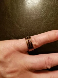 MARCEL DRUCKER CREATED GARNET HEAVY POLISHED PLATED TITANIUM UNISEX RING SIZE 6 - Picture 1 of 8