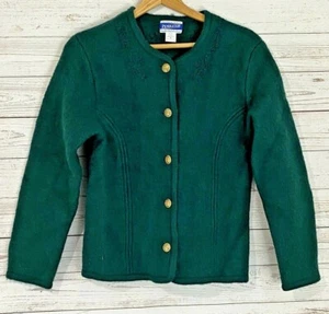 Pendleton Pullover Strickjacke 100% Wolle Grün Goldknöpfe Damen Größe M - Bild 1 von 7