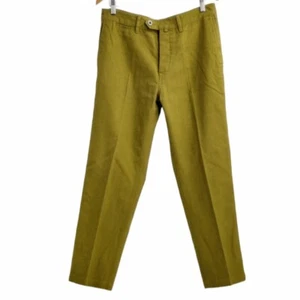YMC You Must Create Hose Größe 32 x 30 Leinen Baumwolle gerade grün Knopfleiste - Bild 1 von 15