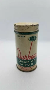 Durkee's Cream Of Tartar 2 Ounce Round Spice Tin Litho Advertising Elmhurst NY - Picture 1 of 6