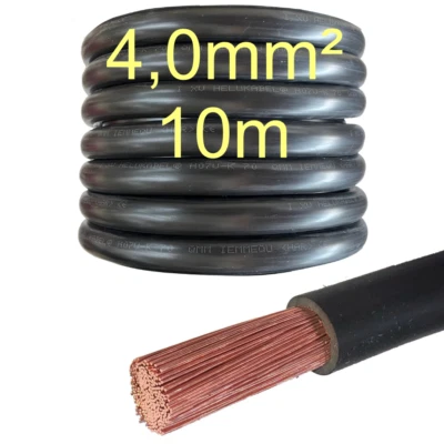 KABELOUTLET 10m Schwarz H07V-K 4,0 mm² Litze Kabel Stromkabel Kfz mm2