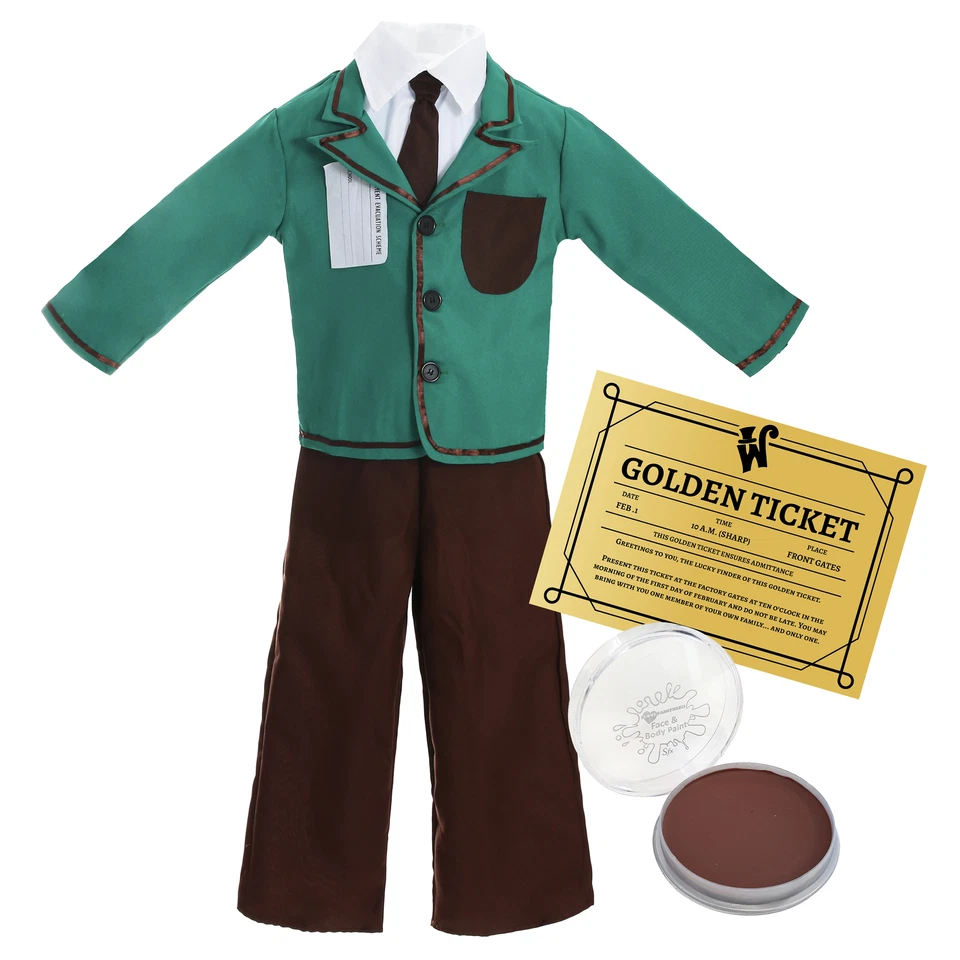 GREEDY TICKET WINNER AUGUSTUS COSTUME BOYS WORLD BOOK DAY FANCY DRESS COSTUME - Image 1 of 4