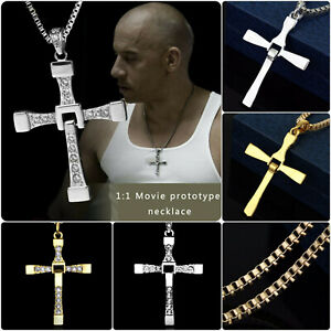 Halskette mit Kreuz Fast and Furious Silber Gold Strass Jesus Christus Kirche