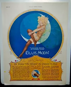 VINTAGE ADD Blue Moon Seidenstrümpfe Mädchen auf dem Mond 1926 - Bild 1 von 4