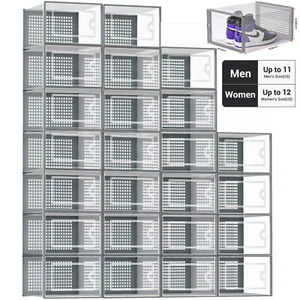 24x Shoe Box Stackable Shoe Storage Organizer Sneaker Container Display Case XL - Picture 1 of 16