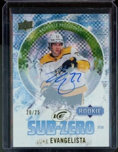 2023-24 Upper Deck Ice Sub Zero Variant Autographs Green Luke Evangelista 20/25 - Picture 1 of 2