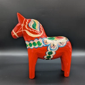Vintage Red 8" Wooden Horse Akta Dala Hemslojd Grannas A. Olsson Sweden - Picture 1 of 17