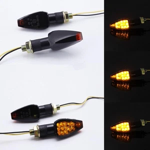 2x Señales de giro de motocicleta negras mini intermitentes luces indicadoras ámbar 14 LED 12V - Imagen 1 de 7