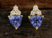2 Ct Trillion Cut Simulated Blue Tanzanite Stud Earrings 14k Yellow Gold Plated