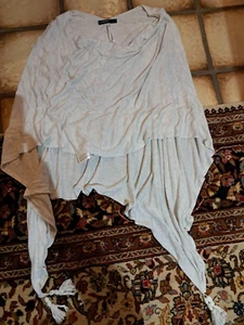 colours Oatmeal poncho quasten creme beige meliert hellgrau umhang schulter - Bild 1 von 6