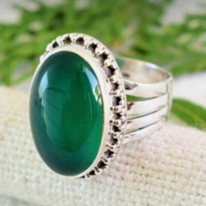 Green Onyx 925 Sterling Silver Ring Handmade Jewelry Best Gift For Women F-135 - Picture 1 of 6
