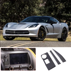 3Pcs Carbon Fiber Screen Accent Cover Trim For Chevrolet Corvette C7 2014-2019 - Picture 1 of 13